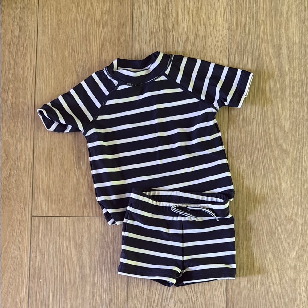 Janie and Jack Navy and White Striped Swim Set 3-6 Months